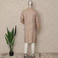 Tan Beige Raw Silk Chikankari Kurta Set Men