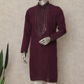 Purple Cotton Silk Men's Kurta Pajama - D29306