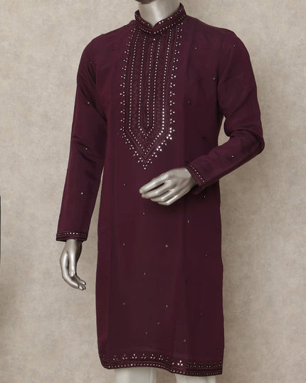 Purple Cotton Silk Men's Kurta Pajama - D29306