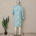 Sky Blue Cotton Silk Chikankari Kurta Set Men