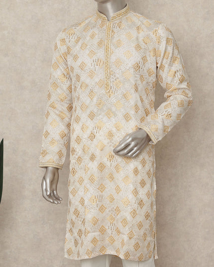 Beige Linen Men's Kurta Pajama - D29299