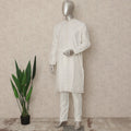 Pearl White Cotton Silk Kurta Pyjama Set Men