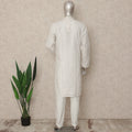 Pearl White Cotton Silk Kurta Pyjama Set Men