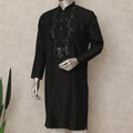 Black Cotton Silk Men's Kurta Pajama - D29305