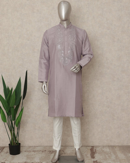 Purple Cotton Silk Men's Kurta Pajama - D29304