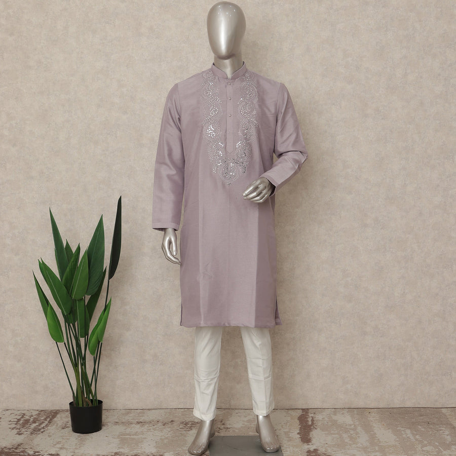 Purple Cotton Silk Men's Kurta Pajama - D29304