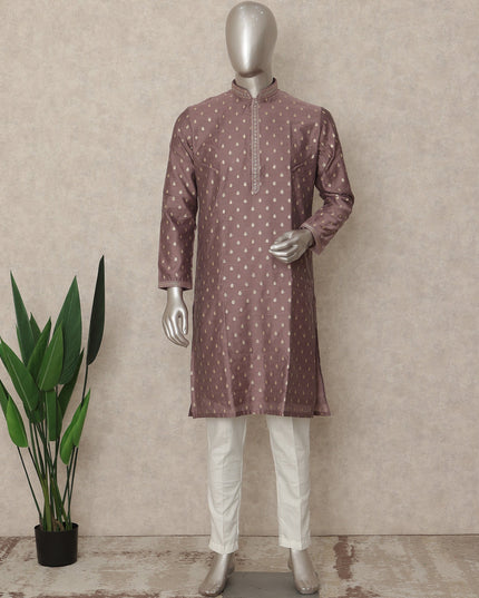 Mauve Purple Cotton Silk Kurta Pyjama Set Men
