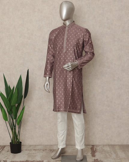 Mauve Purple Cotton Silk Kurta Pyjama Set Men