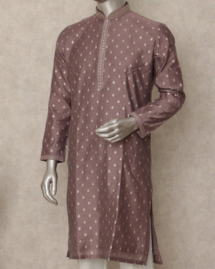 Mauve Purple Cotton Silk Kurta Pyjama Set Men