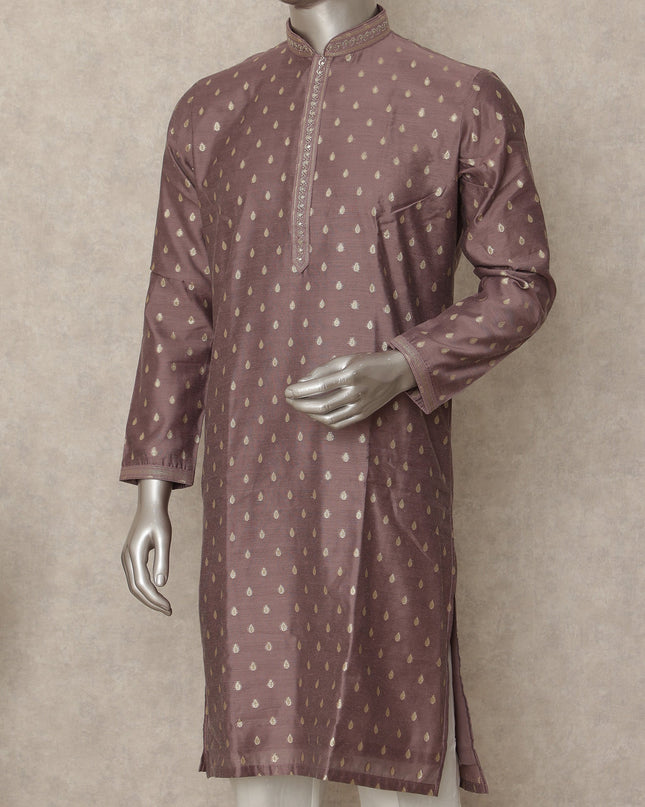 Mauve Purple Cotton Silk Kurta Pyjama Set Men