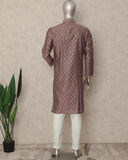 Mauve Purple Cotton Silk Kurta Pyjama Set Men
