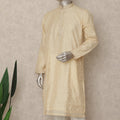 Cream Beige Cotton Silk Kurta Pyjama Set Men