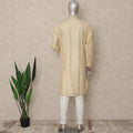 Cream Beige Cotton Silk Kurta Pyjama Set Men