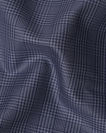 Blue & Grey Glen Check 100% Cotton Shirting Fabric, Classic Multi-Tone Checked Design, 150 cms Width, Origin India-D26623
