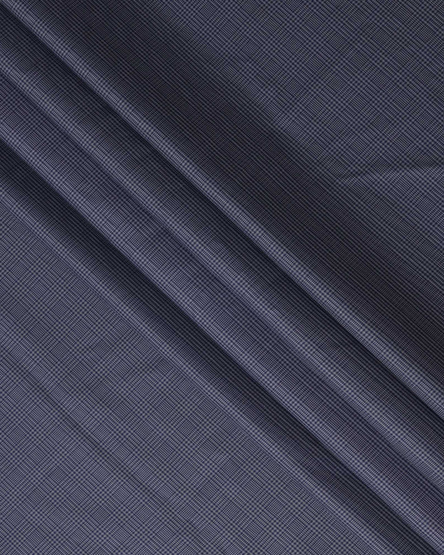 Blue & Grey Glen Check 100% Cotton Shirting Fabric, Classic Multi-Tone Checked Design, 150 cms Width, Origin India-D26623