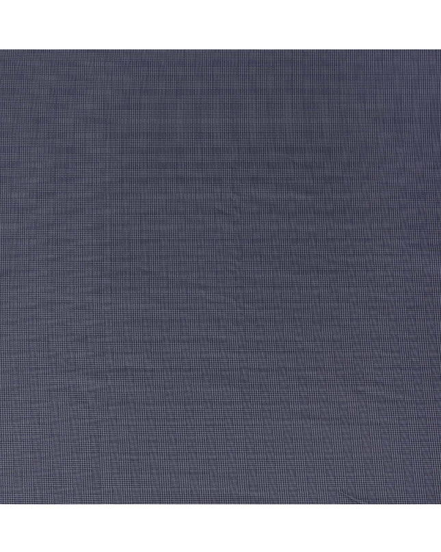 Blue & Grey Glen Check 100% Cotton Shirting Fabric, Classic Multi-Tone Checked Design, 150 cms Width, Origin India-D26623