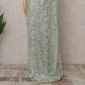 Sage Green Premium French Metallic Chantilly Lace Saree, Width 110 Cms, Length 5.5 Mtrs, Imported from France-D25694