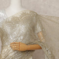 Champagne Gold Premium French Metallic Chantilly Lace Saree, Width 110 Cms, Length 5.5 Mtrs, Imported from France-D25690