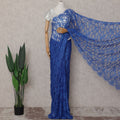 Royal Blue Floral French Chantilly Lace Saree