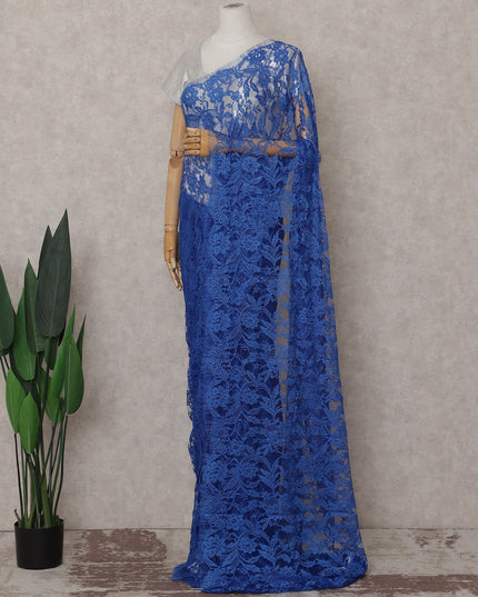 Royal Blue Floral French Chantilly Lace Saree