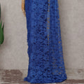 Royal Blue Floral French Chantilly Lace Saree