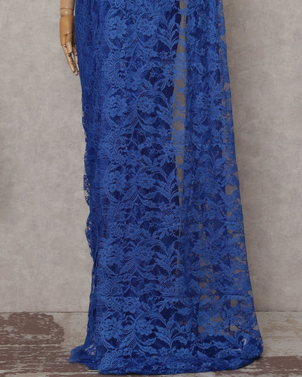 Royal Blue Floral French Chantilly Lace Saree