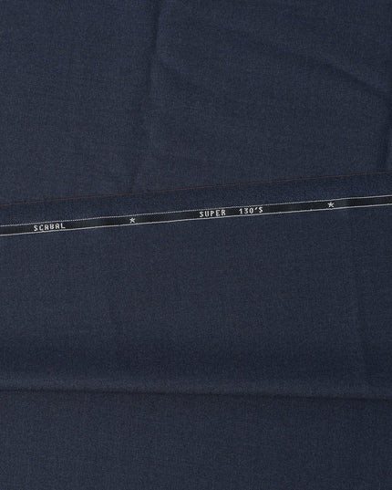 Navy Blue Premium Super 130’s SCABAL English All Wool Suiting Fabric, Width 150 cms, 3.75 Mtrs Cut, Made in United Kingdom-D26785