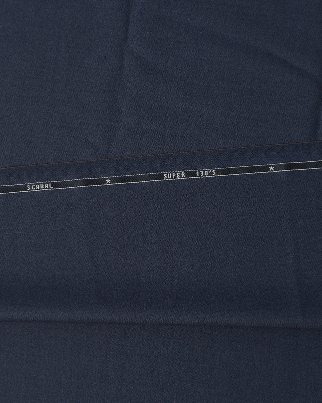 Navy Blue Premium Super 130’s SCABAL English All Wool Suiting Fabric, Width 150 cms, 3.75 Mtrs Cut, Made in United Kingdom-D26785