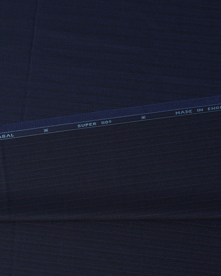 Navy Blue Premium Super 110’s SCABAL English All Wool Suiting Fabric, Width 150 cms, 3.75 Mtrs Cut, Made in United Kingdom-D26783