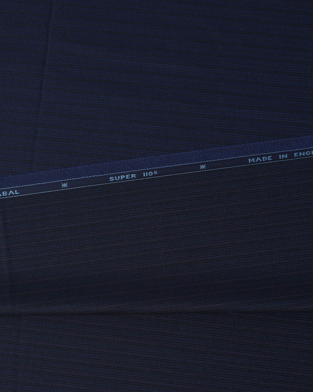 Navy Blue Premium Super 110’s SCABAL English All Wool Suiting Fabric, Width 150 cms, 3.75 Mtrs Cut, Made in United Kingdom-D26783