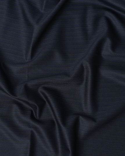 Navy Blue Pinstripe Premium Super 110’s SCABAL English All Wool Suiting Fabric, Width 150 cms, 3.75 Mtrs Cut, Made in United Kingdom-D26782