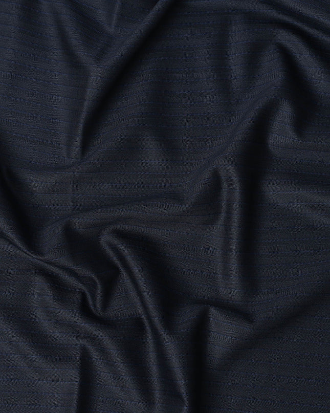 Navy Blue Pinstripe Premium Super 110’s SCABAL English All Wool Suiting Fabric, Width 150 cms, 3.75 Mtrs Cut, Made in United Kingdom-D26782