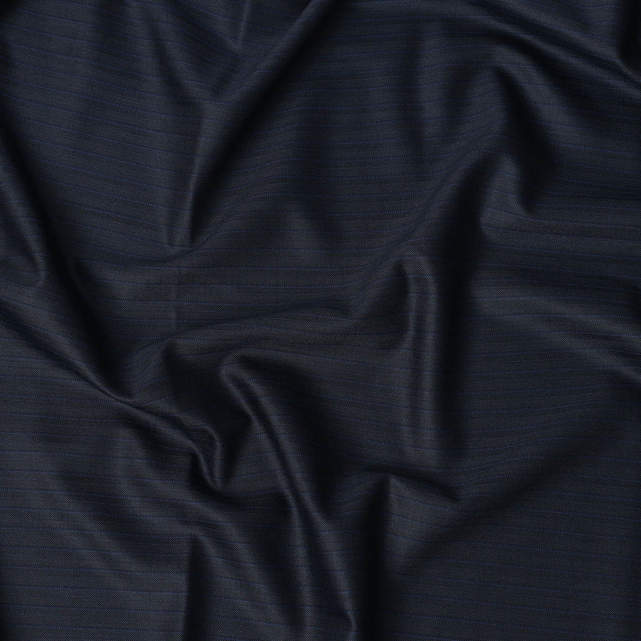 Navy Blue Pinstripe Premium Super 110’s SCABAL English All Wool Suiting Fabric, Width 150 cms, 3.75 Mtrs Cut, Made in United Kingdom-D26782