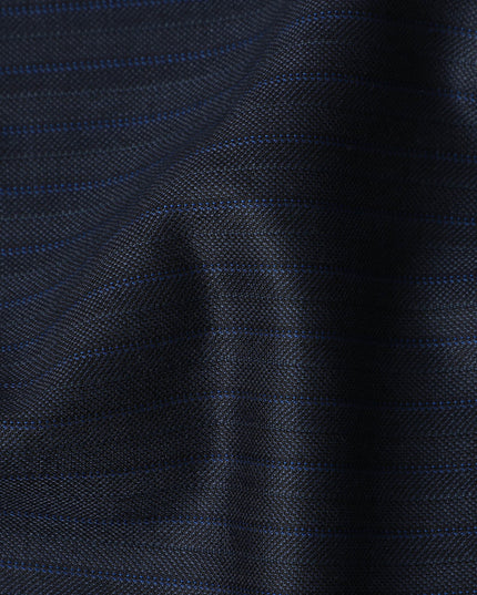 Navy Blue Pinstripe Premium Super 110’s SCABAL English All Wool Suiting Fabric, Width 150 cms, 3.75 Mtrs Cut, Made in United Kingdom-D26782