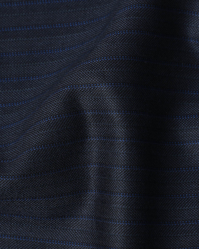 Navy Blue Pinstripe Premium Super 110’s SCABAL English All Wool Suiting Fabric, Width 150 cms, 3.75 Mtrs Cut, Made in United Kingdom-D26782