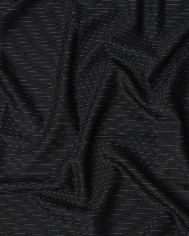 Black Pinstripe Premium Super 100’s SCABAL English Extrafine All Wool Suiting Fabric, Width 150 cms, 3.75 Mtrs Cut, Made in United Kingdom-D26786