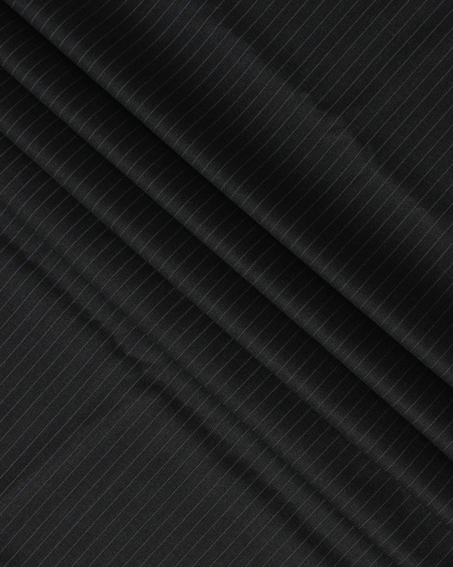 Black Pinstripe Premium Super 100’s SCABAL English Extrafine All Wool Suiting Fabric, Width 150 cms, 3.75 Mtrs Cut, Made in United Kingdom-D26786