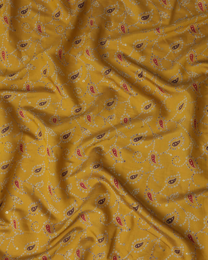 Mustard Yellow Paisley Cotton Lawn Fabric 110cm