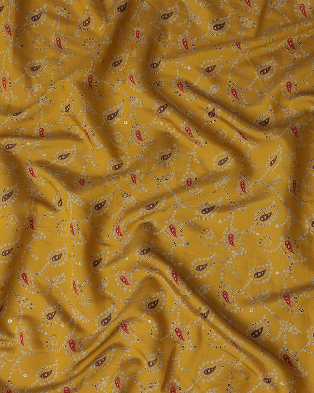 Mustard Yellow Paisley Cotton Lawn Fabric 110cm