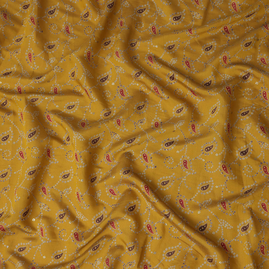 Mustard Yellow Paisley Cotton Lawn Fabric 110cm