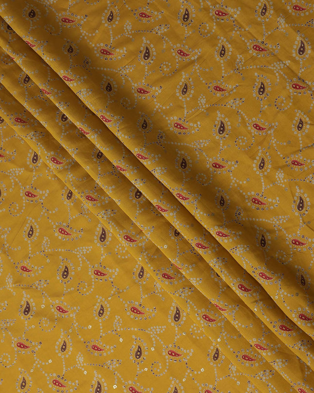 Mustard Yellow Paisley Cotton Lawn Fabric 110cm