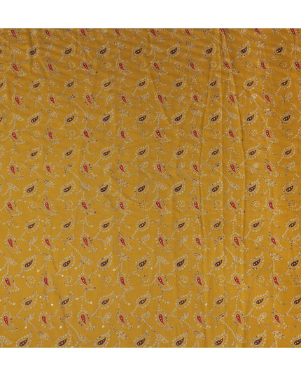Mustard Yellow Paisley Cotton Lawn Fabric 110cm
