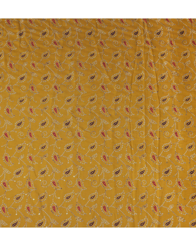 Mustard Yellow Paisley Cotton Lawn Fabric 110cm
