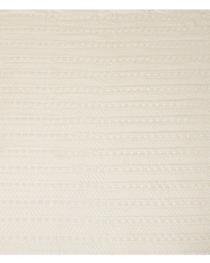 Cream Star-Pattern Beaded Textured Synthetic Blended Fabric, 110 cm Width, Made in India-D26648