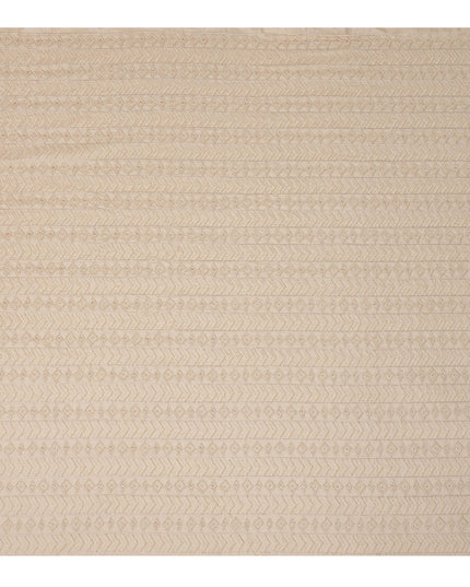 Beige Geometric Sequin and Thread Textured Synthetic Blended Fabric, 110 cm Width, Made in India-D26651