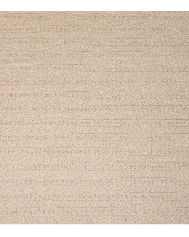 Beige Geometric Sequin and Thread Textured Synthetic Blended Fabric, 110 cm Width, Made in India-D26651