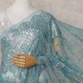 Turquoise Teal Blue Chantilly Lace Saree - D31662