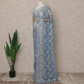 Powder Blue Premium French Metallic Chantilly Saree Lace 5.5 Mtrs Length 110 Cms Width Designer Net Fabric Made In France, Blouse Not Included-D28122
