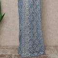 Powder Blue Premium French Metallic Chantilly Saree Lace 5.5 Mtrs Length 110 Cms Width Designer Net Fabric Made In France, Blouse Not Included-D28122