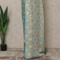 Powder Blue Premium French Silk Chiffon Saree With Gold Woven Geometric Motifs 5.5 Mtrs Length 110 Cms Width Lightweight Elegant Fabric From France Blouse Not Included-D27233